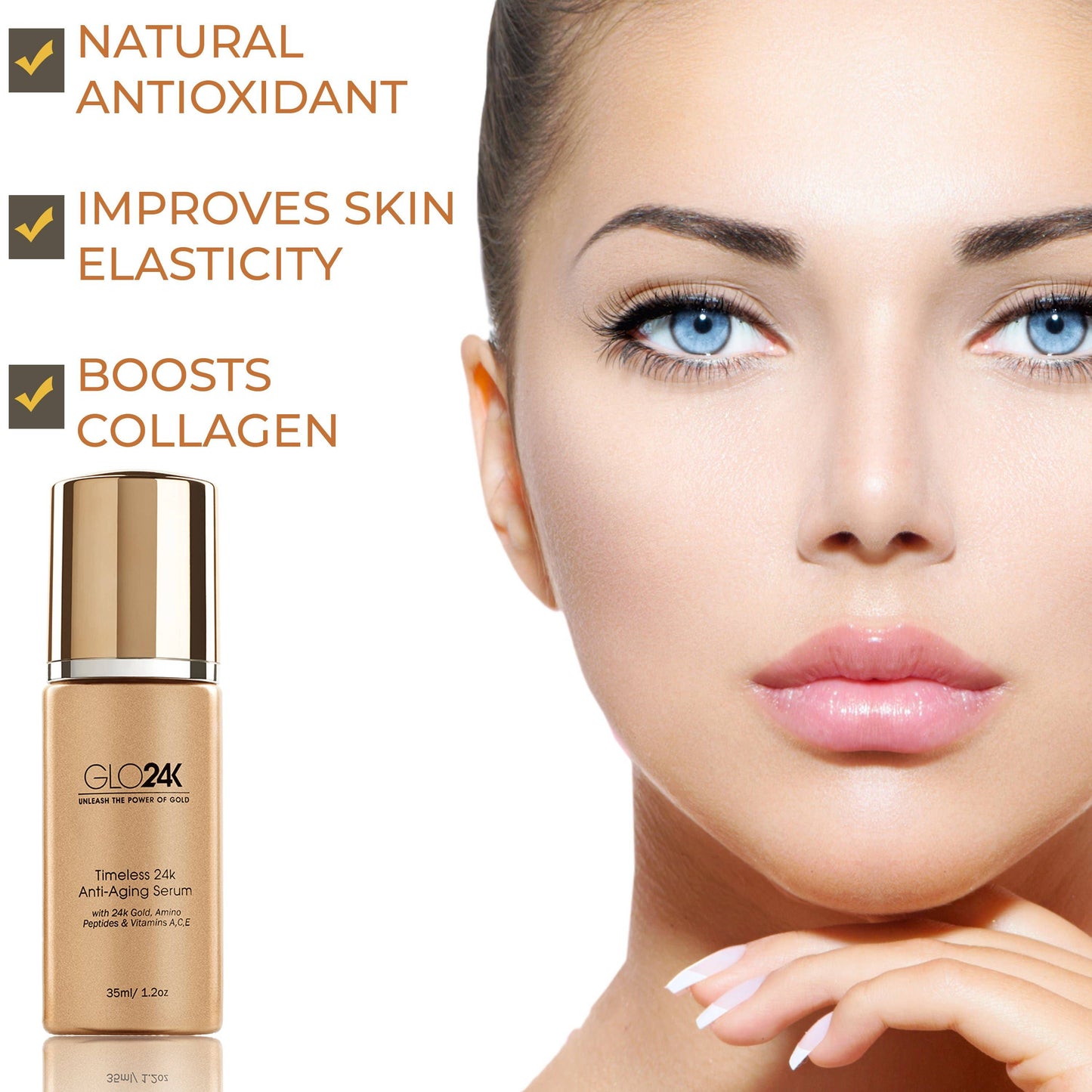 GLO24K - Timeless 24k Anti-Aging Serum with 24k Gold & Amino Peptides