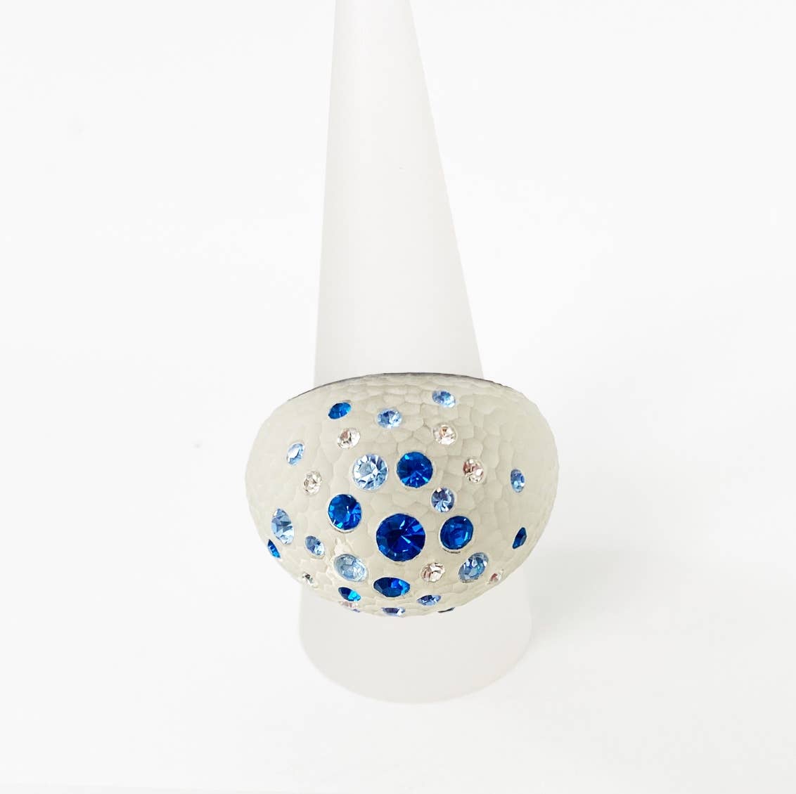 Gold & Honey - Colorful Swarovski Crystals Dome Ring in White