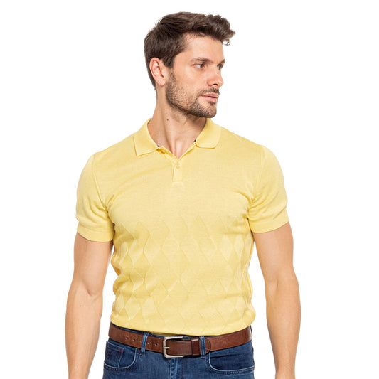 EIGHT X - Argyle Knit Polo - Yellow: YELLOW / M