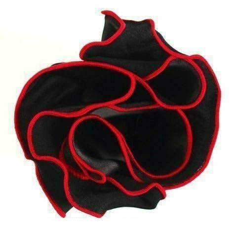 Classy Cufflinks - Vittorio Farina Round Pocket Square with Embroidered Piping Var. 02 by Classy Cufflinks: Pink/Black (018)