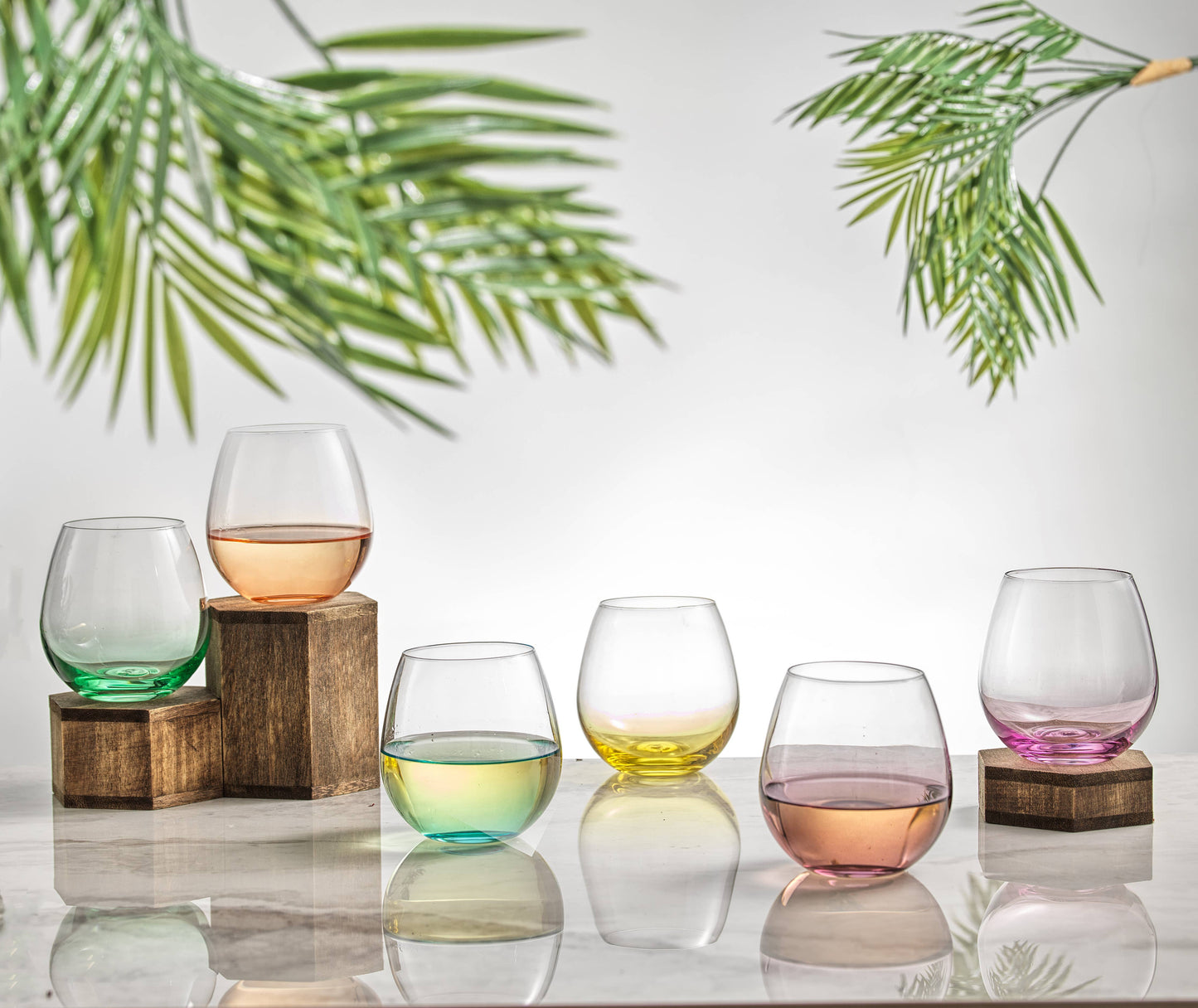 JoyJolt - Hue Colored Stemless Wine Glasses, Colorful Party Glasses