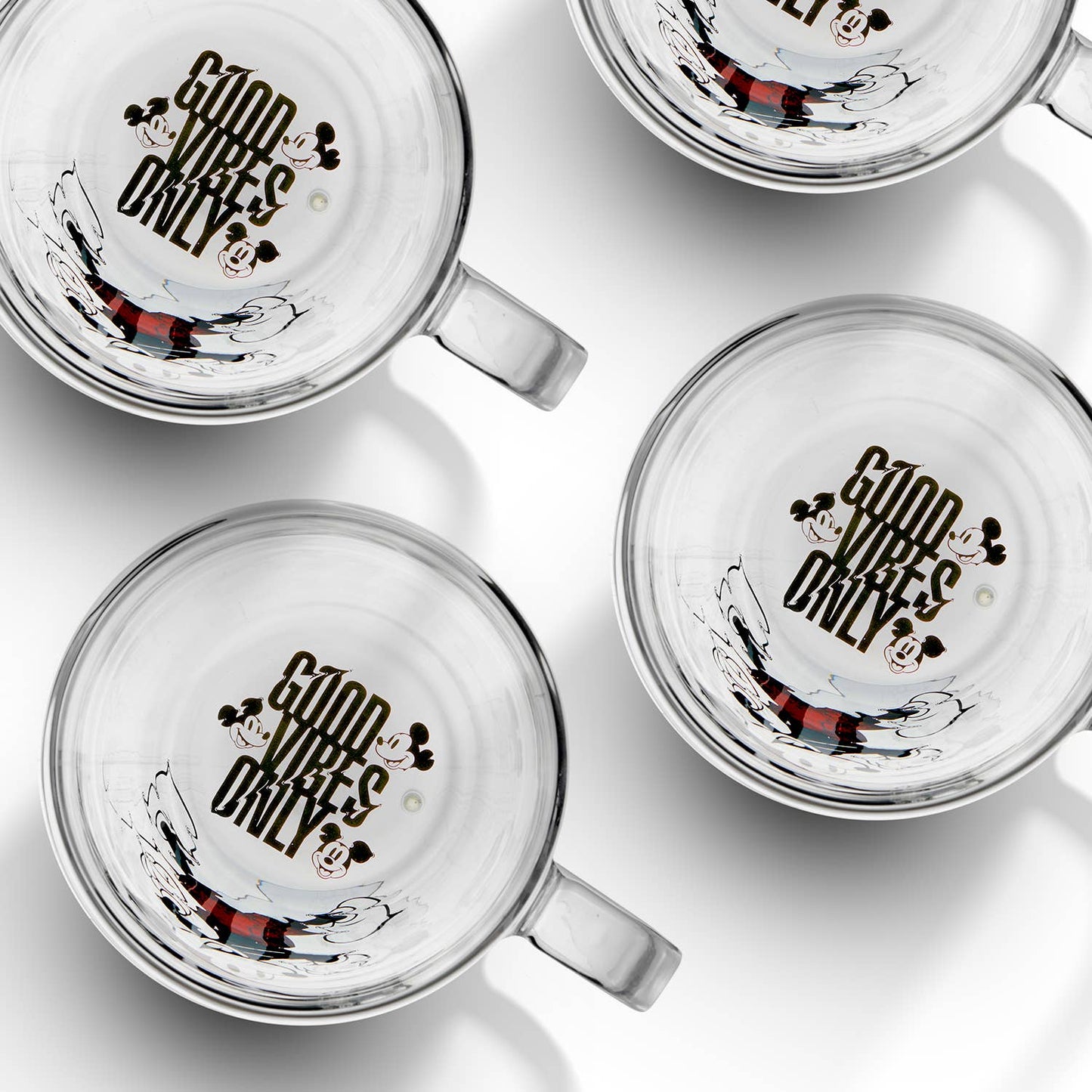 JoyJolt - Disney Mickey Mouse Glitch Double Wall Glass Mugs, Set of 2