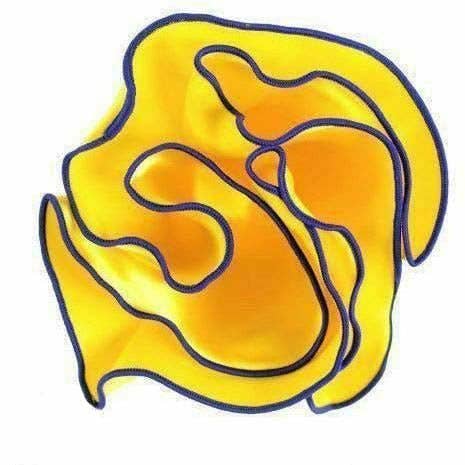 Classy Cufflinks - Vittorio Farina Round Pocket Square with Embroidered Piping Var. 02 by Classy Cufflinks: Yellow/Black (003)