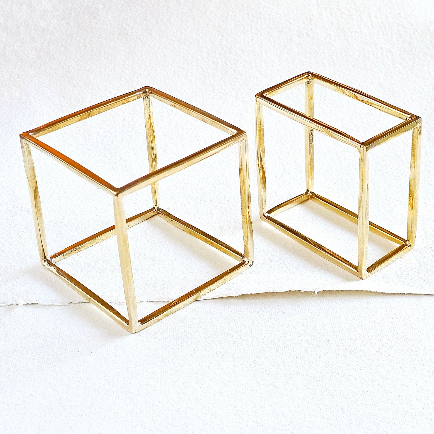 Bisjoux - Brass bold cube square bangle bracelet 2 sizes: Small