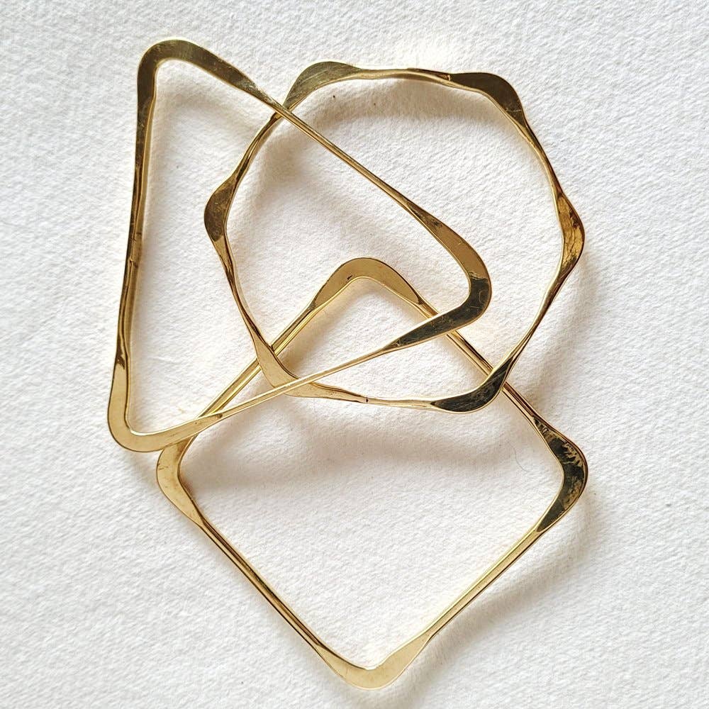 Bisjoux - Brass geometric bangle set square triangle bracelet