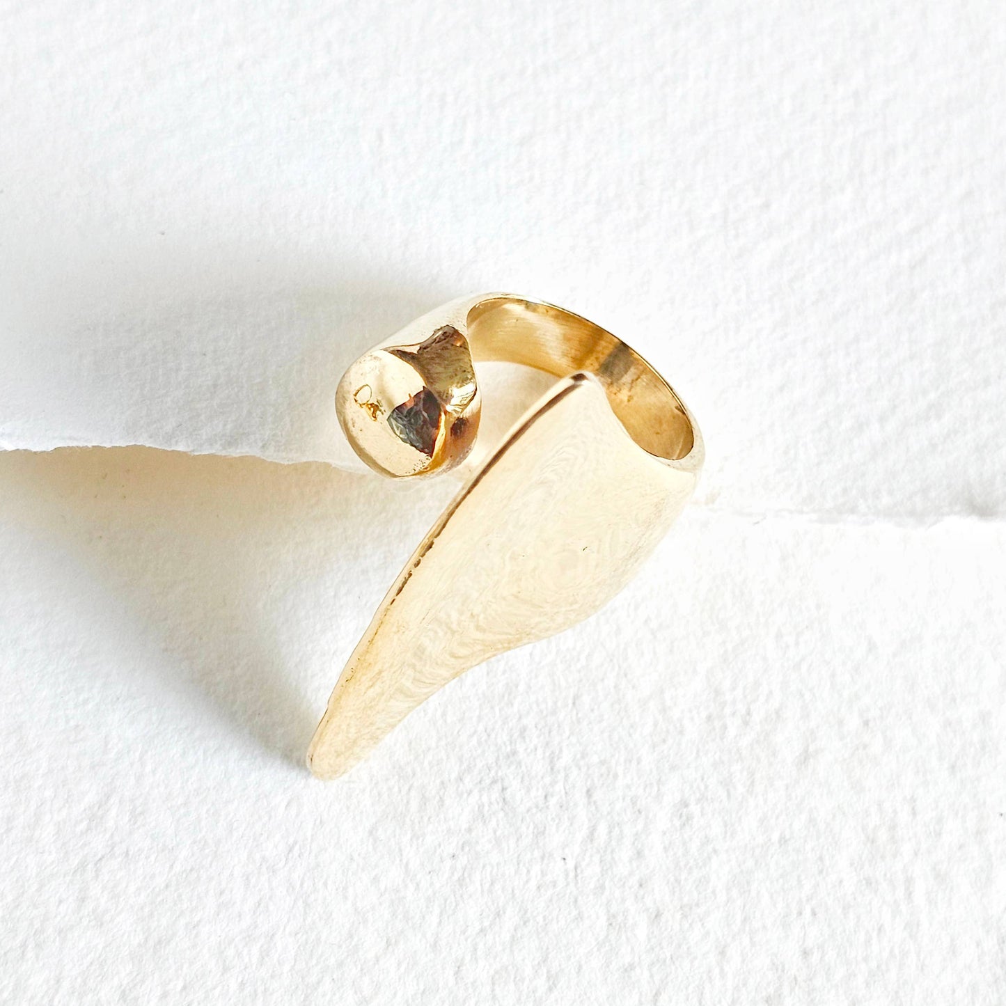 Bisjoux - Brass blade sphere ring open adjustable handmade
