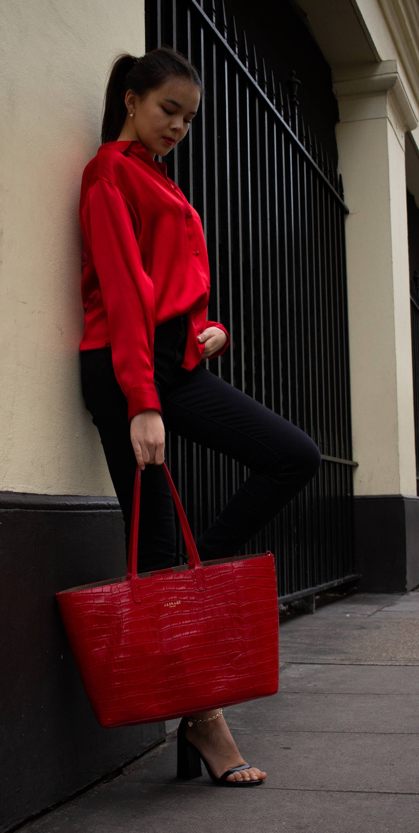 Alinari Firenze - Maxima Tote Bag Red Crocco