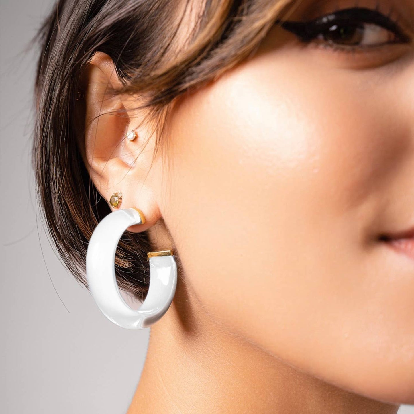 Gold & Honey - 1.5" Small Dove Illusion Hoop Earrings