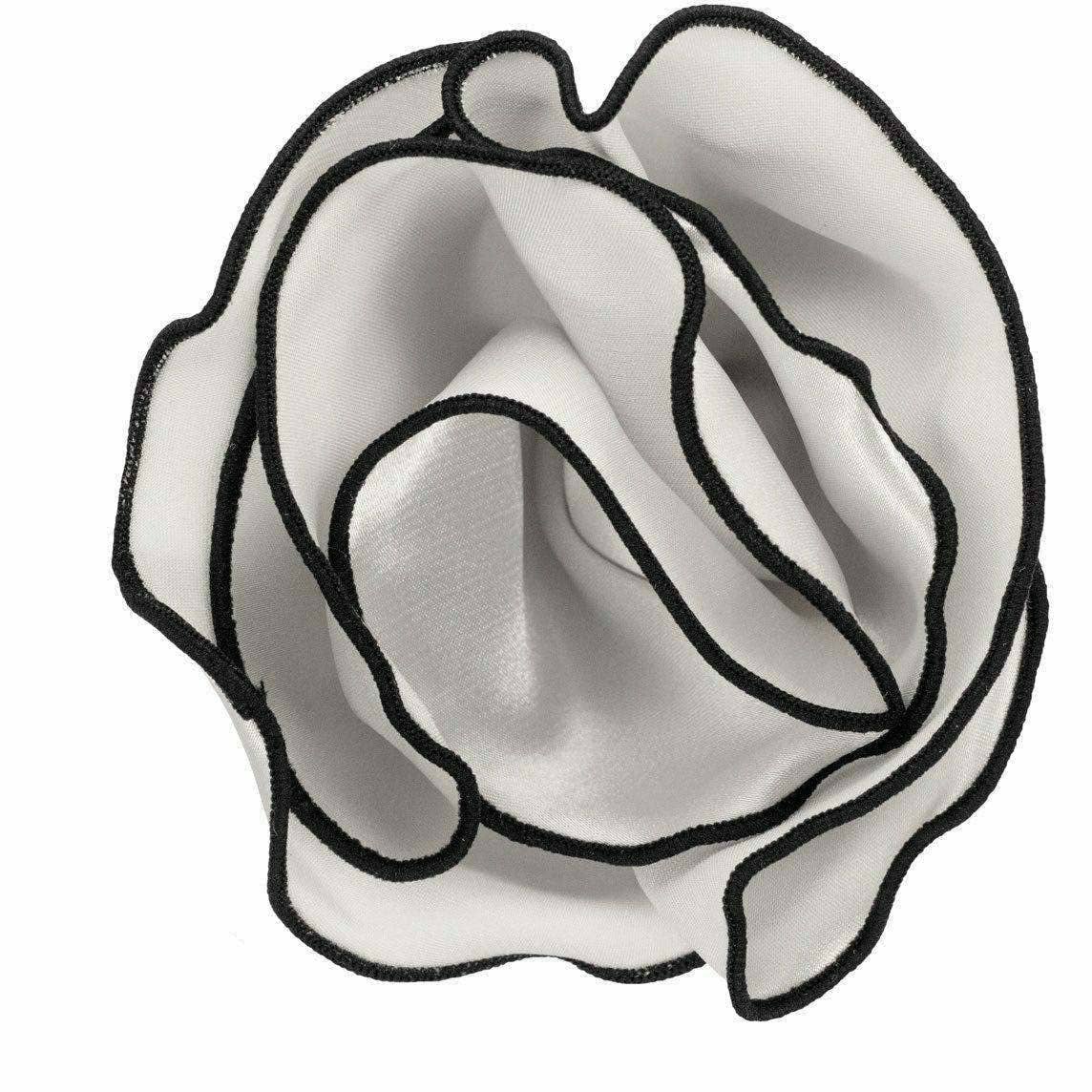 Classy Cufflinks - Vittorio Farina Round Pocket Square with Embroidered Piping Var. 02 by Classy Cufflinks: Pink/Black (018)