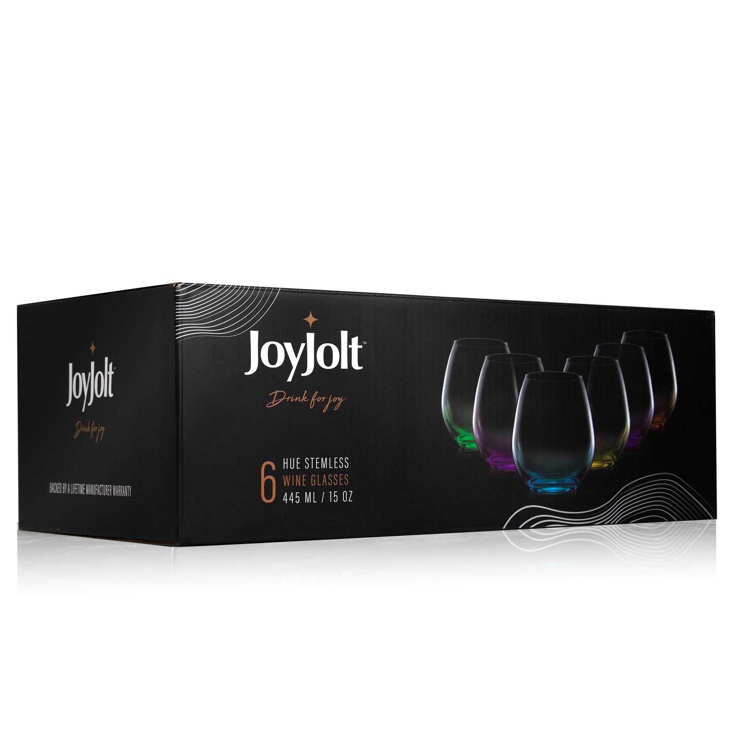 JoyJolt - Hue Colored Stemless Wine Glasses, Colorful Party Glasses