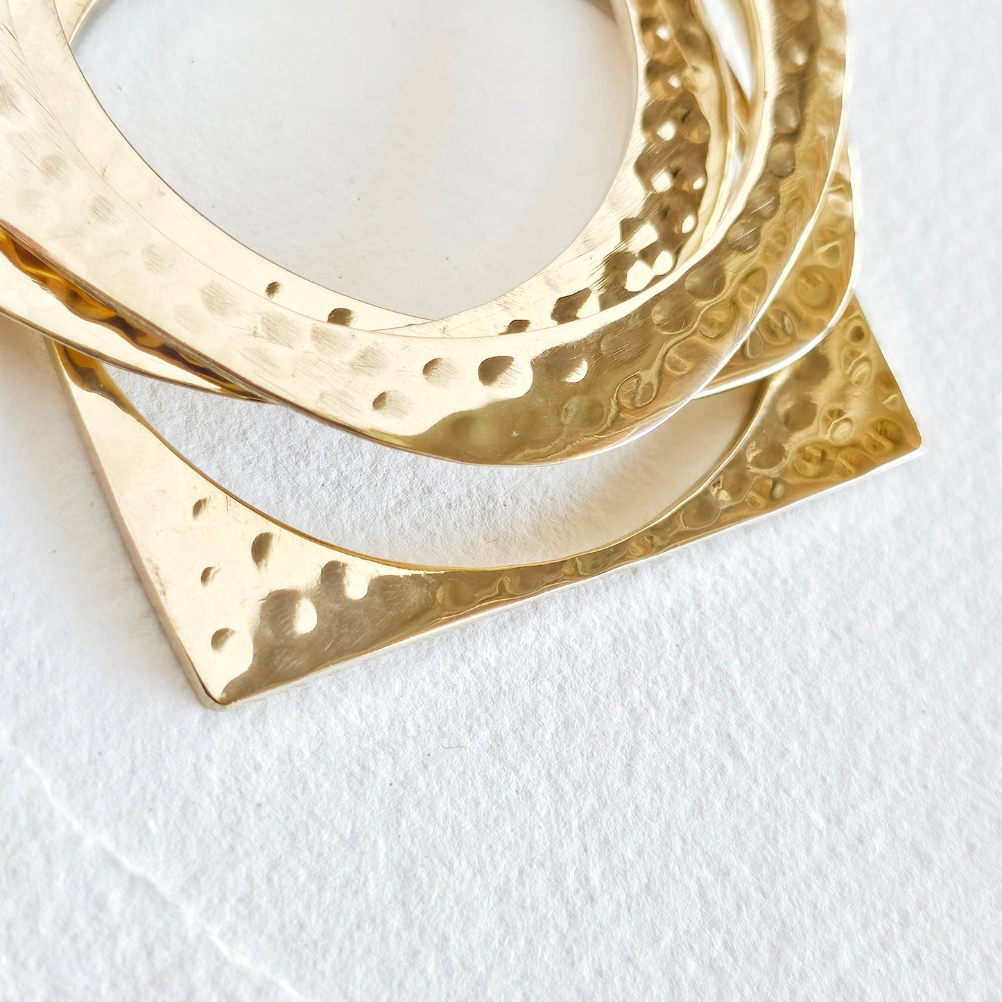 Bisjoux - Brass geometric bold hammered bangle set x4 bracelet