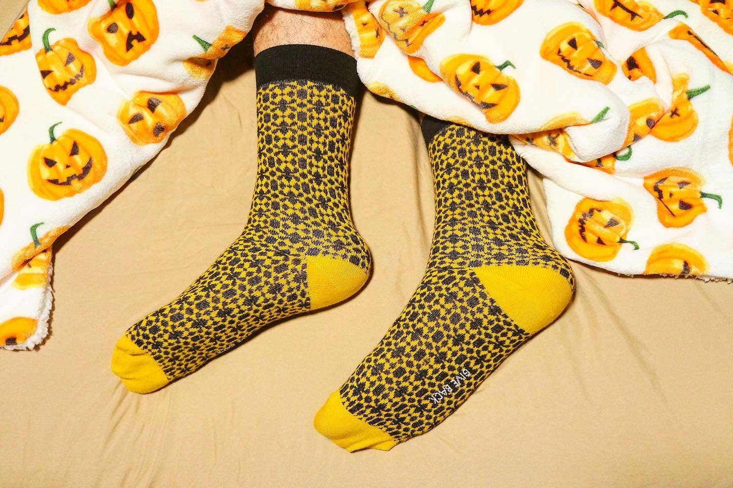 Sock Panda - Sophisticated Mustard Yellow and Black Patterned Office Sock