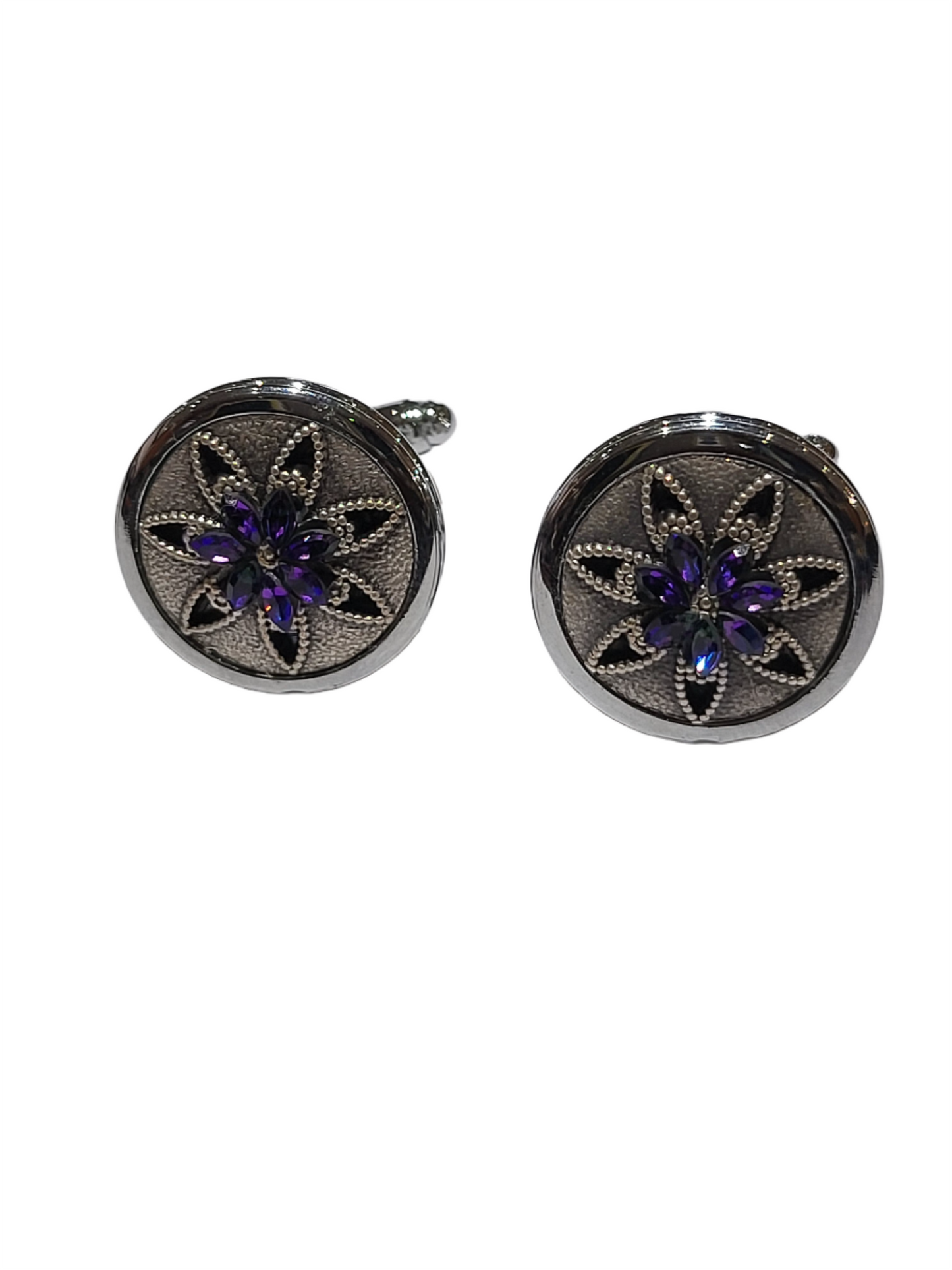 Imani Silver Tn Purple Flower Star Cufflinks