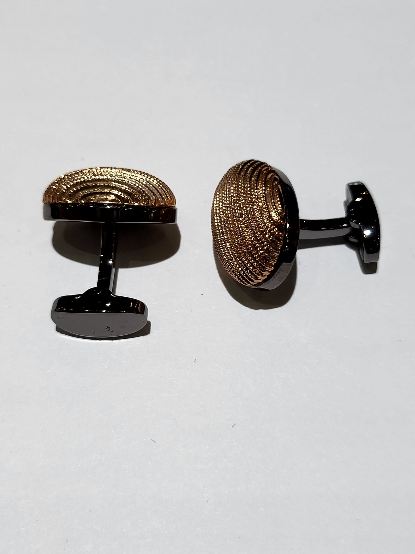 Enzone Rose Gold rib Gunmetal Cufflinks