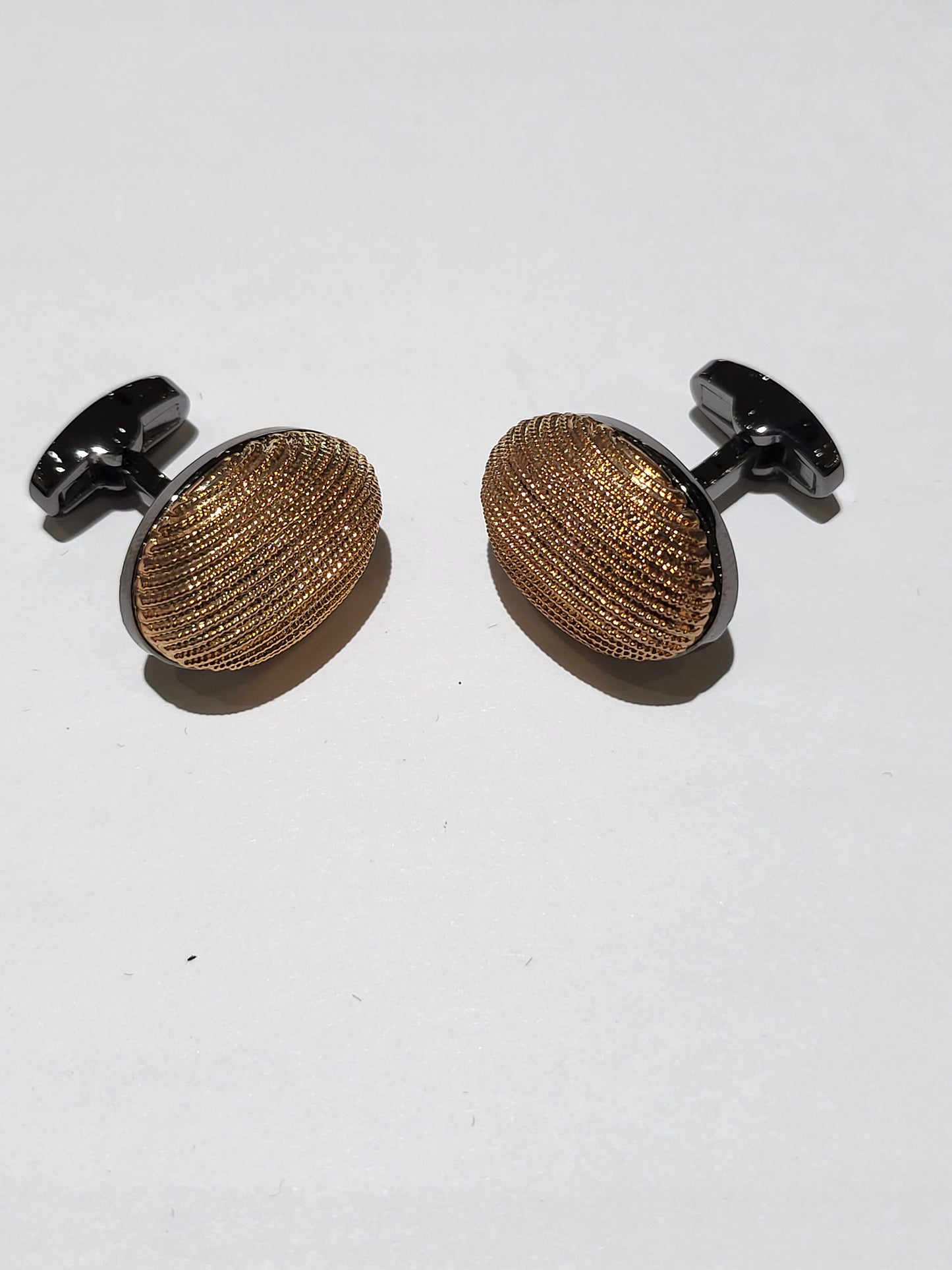 Enzone Rose Gold rib Gunmetal Cufflinks