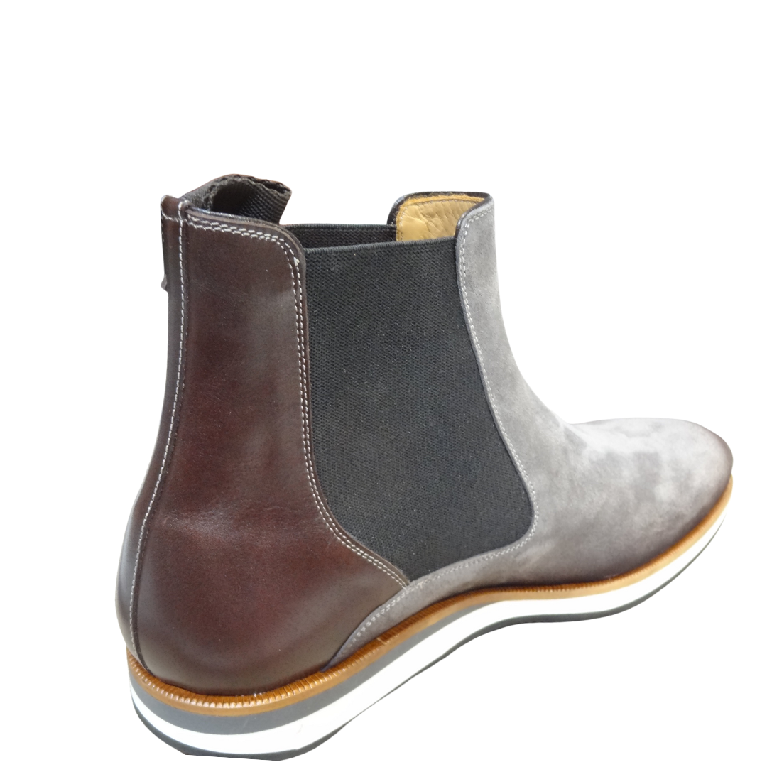 Mezlan Custom Monk Strap Boot Shoe Gray Fades to Brown Wedge Vibram Sole