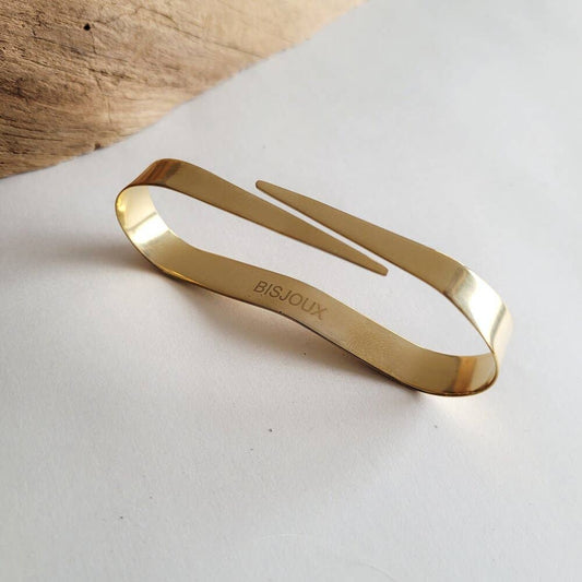 Bisjoux - Brass Palmlet palm cuff ring Ribbon bracelet: Palmlet