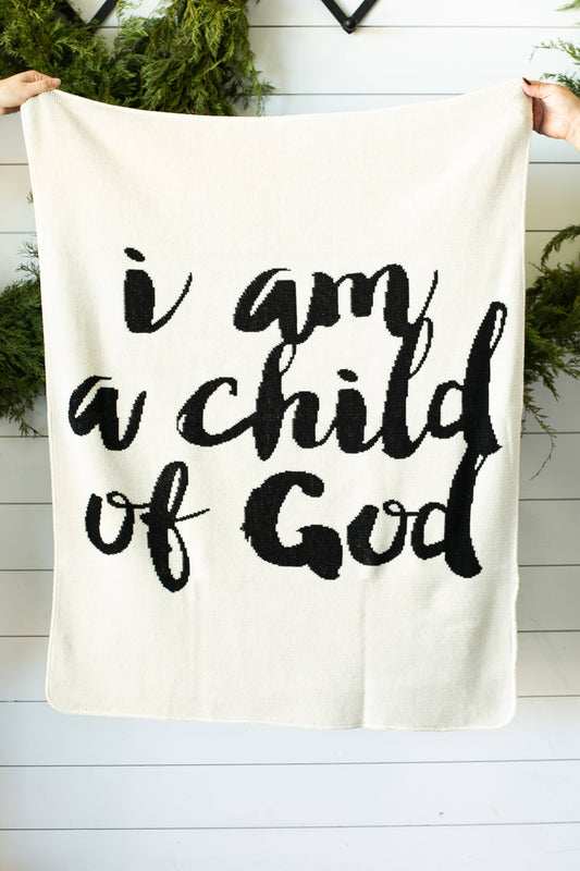 Made in the USA| I am a child of God Throw Blanket| Natural