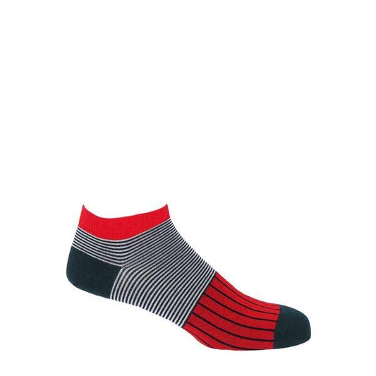 Peper Harow - Oxford Stripe Men's Trainer Socks - Scarlet