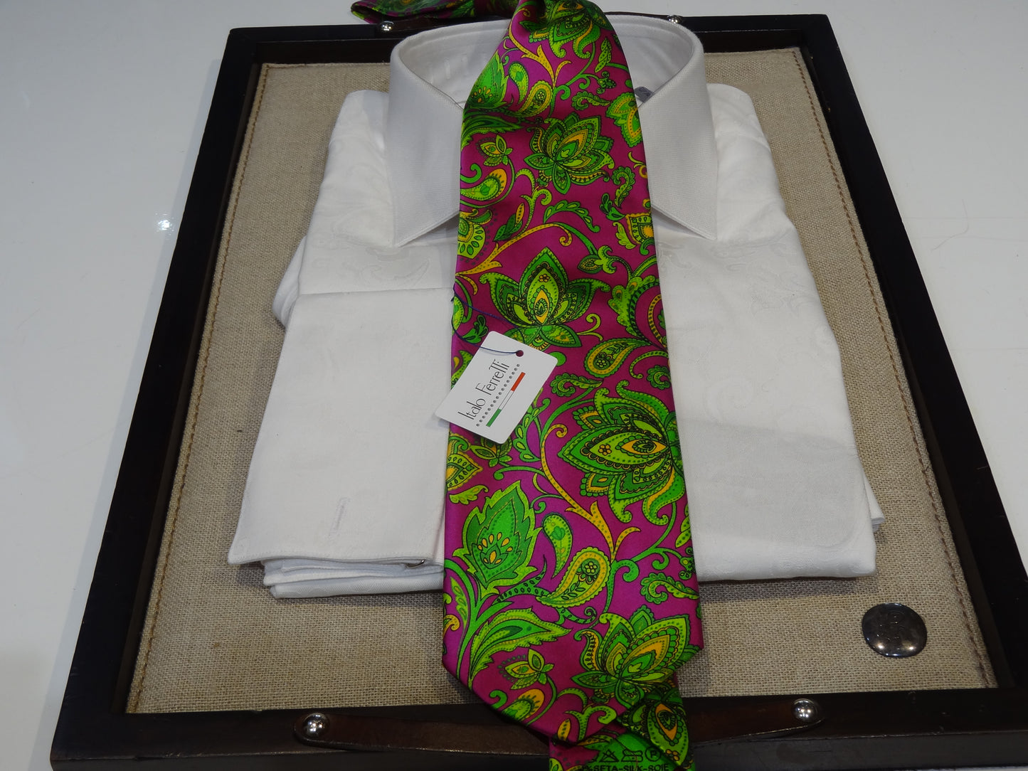 Italo Ferretti Satin Silk Pink Green Yellow Floral Paisley