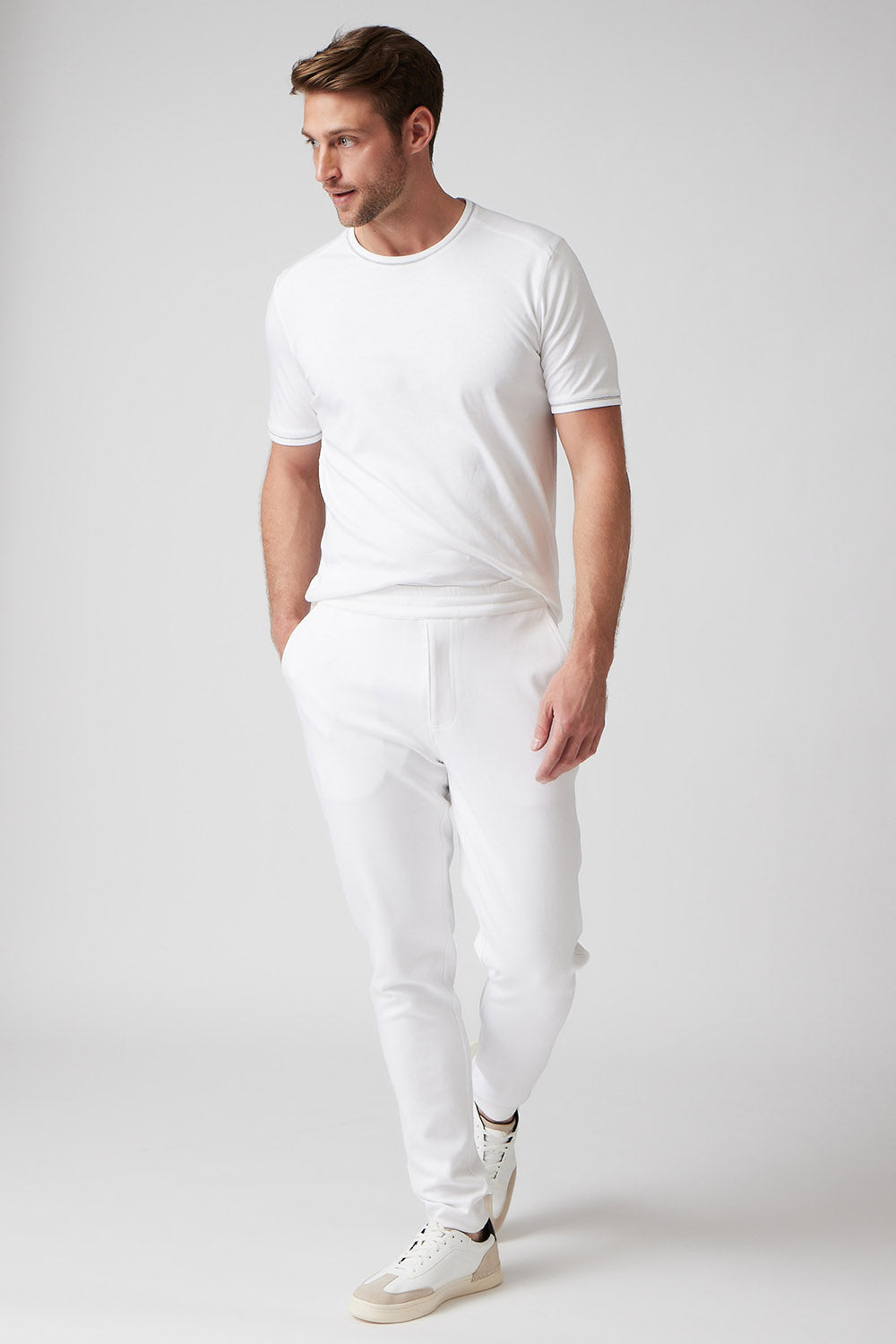 Raffi The Howard Pant White Aqua Cotton Drawstring