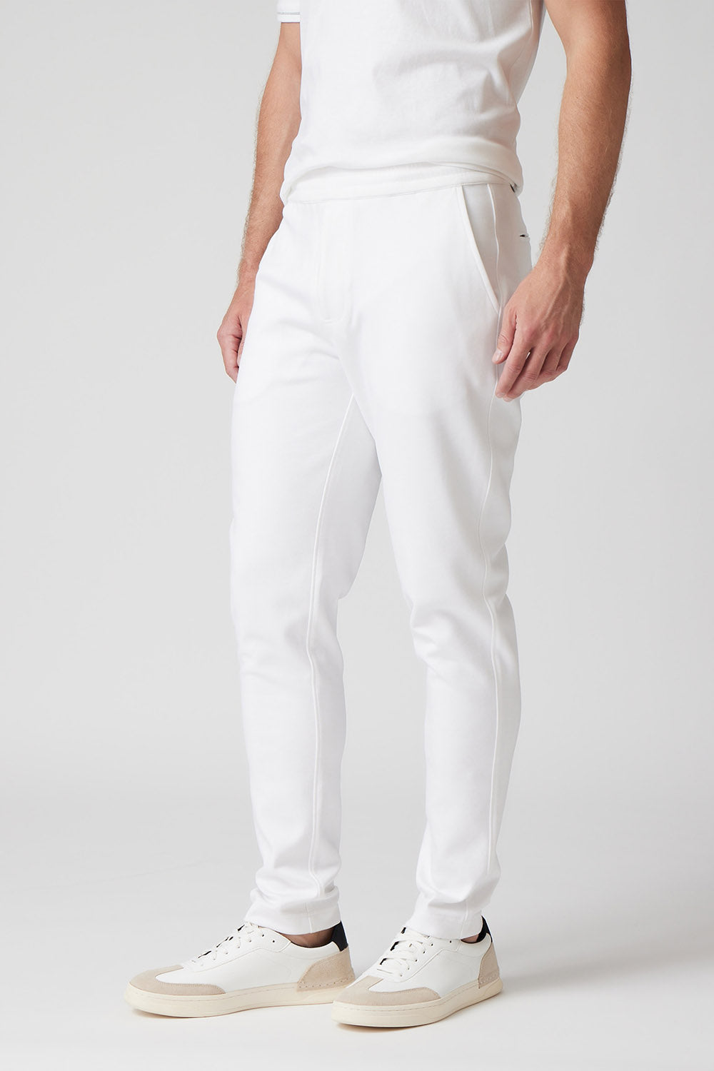 Raffi The Howard Pant White Aqua Cotton Drawstring