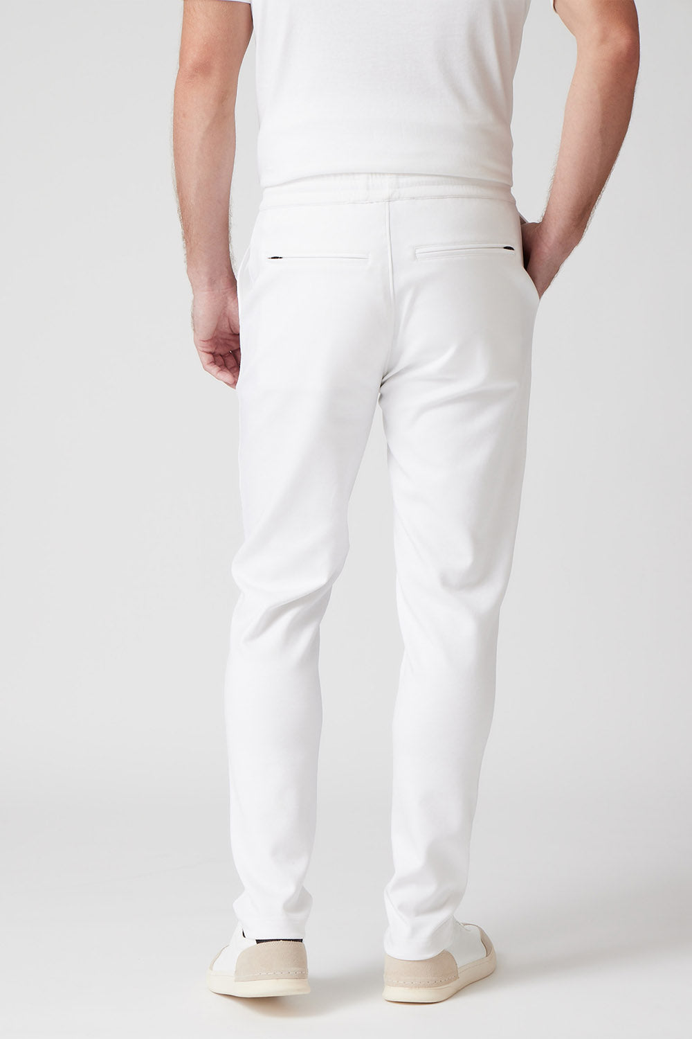 Raffi The Howard Pant White Aqua Cotton Drawstring