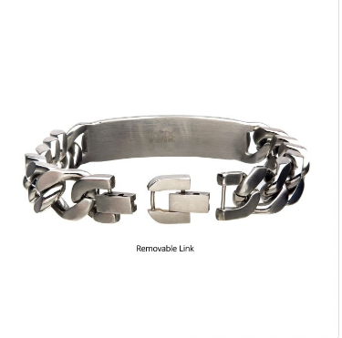 Steel with Gold IP Nymeria Lion ID Bracelet and Pendant with Chain