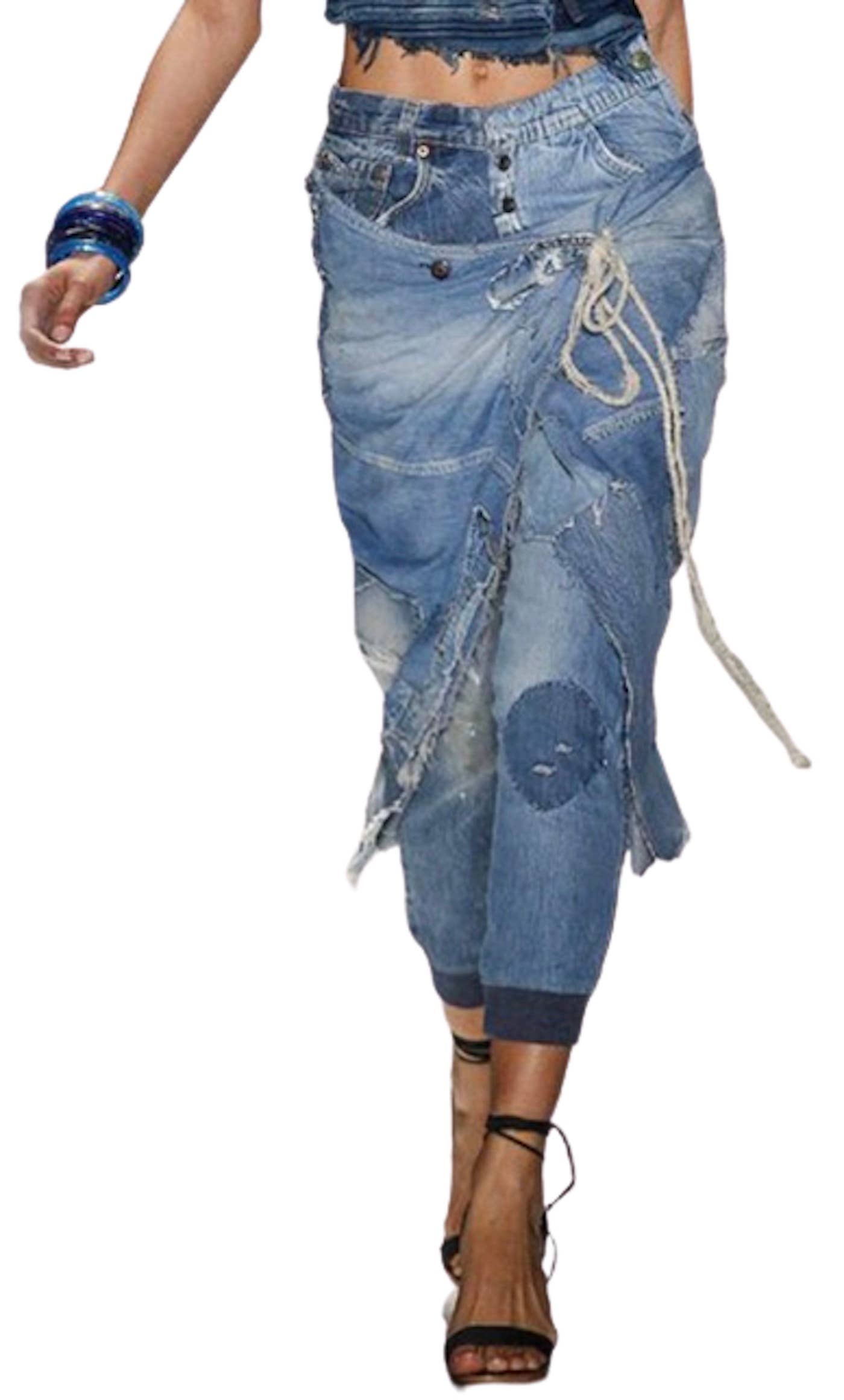 Luxe & Leather by Madonna & Co - Denim Jeans with Skirt Overlay