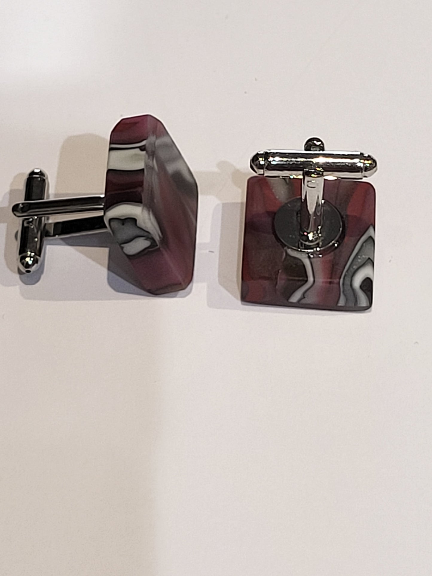 Bespoke Matte Glass Gray black pink Marble shirt Cufflinks