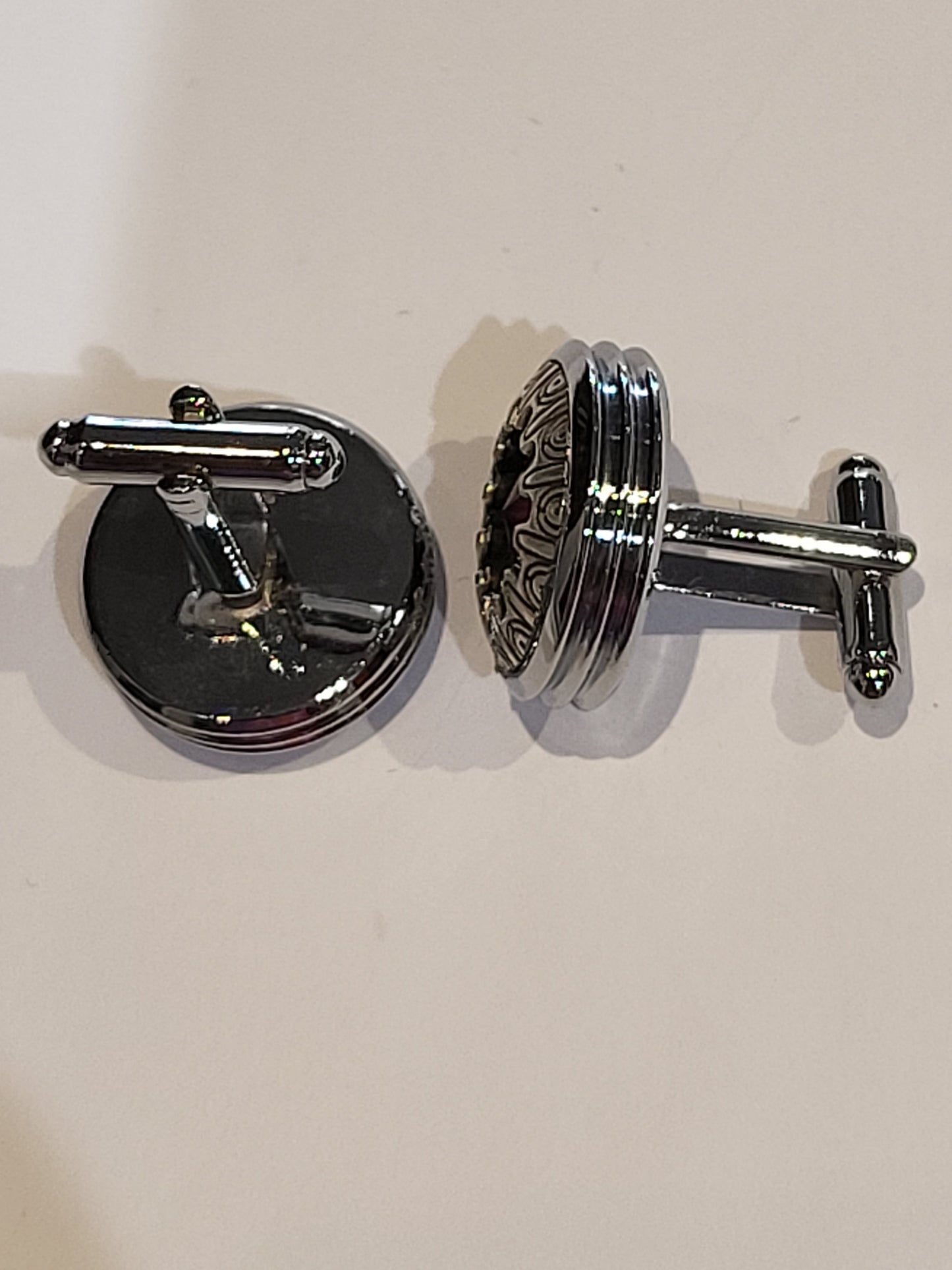 Garnet Red Stone Art Deco Silver Stainless Steel French Cuff Shirt Cufflinks