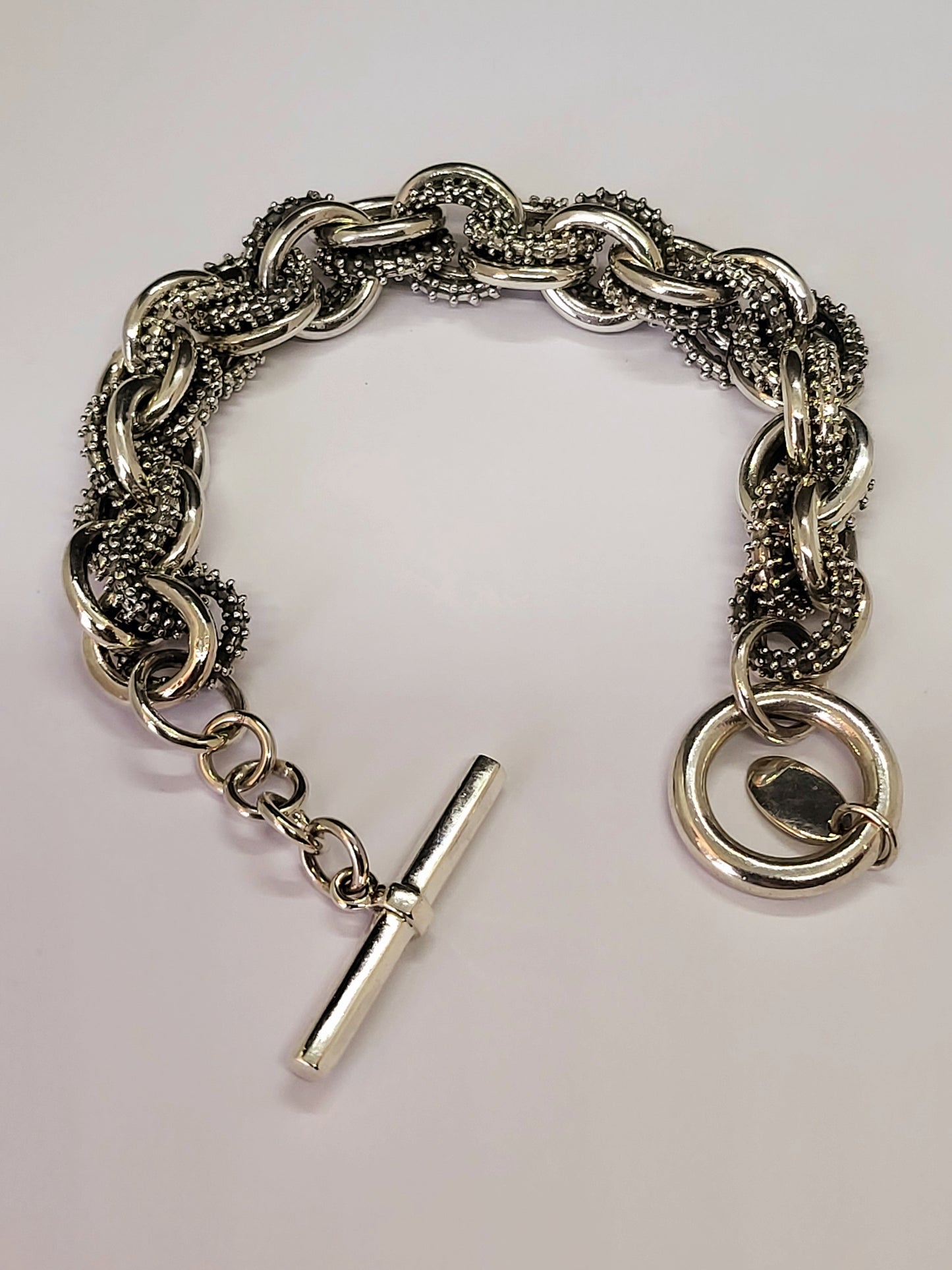 Custom Made Beaded Sterling Silver Bracelet 9"