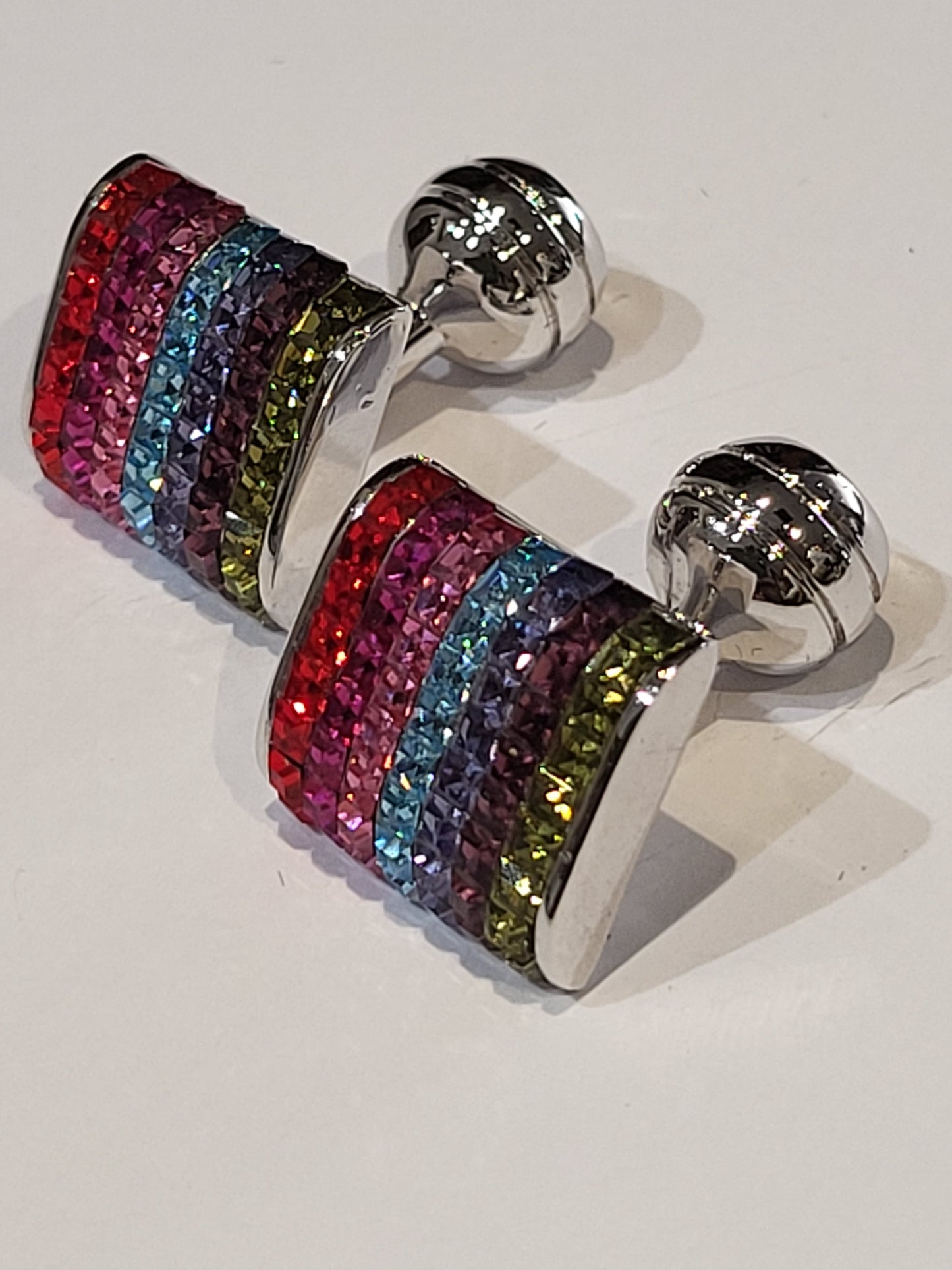 Tateossian Swarovski Crystal Bling Sterling Silver Cufflinks