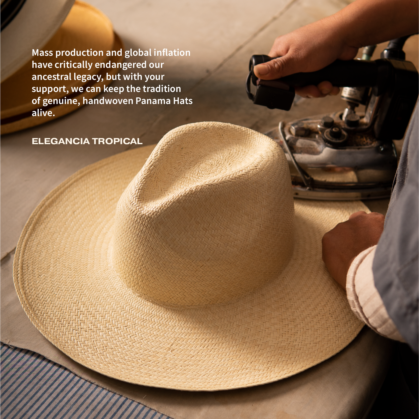 Elegancia Tropical Genuine Panama Hats - Classic Blue Panama Hat -  Handmade Straw Summer Hat: Large