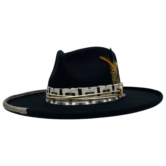 American Hat Makers - Wool Felt Teardrop Curled Brim Hat- Style Lounge: Black / XL