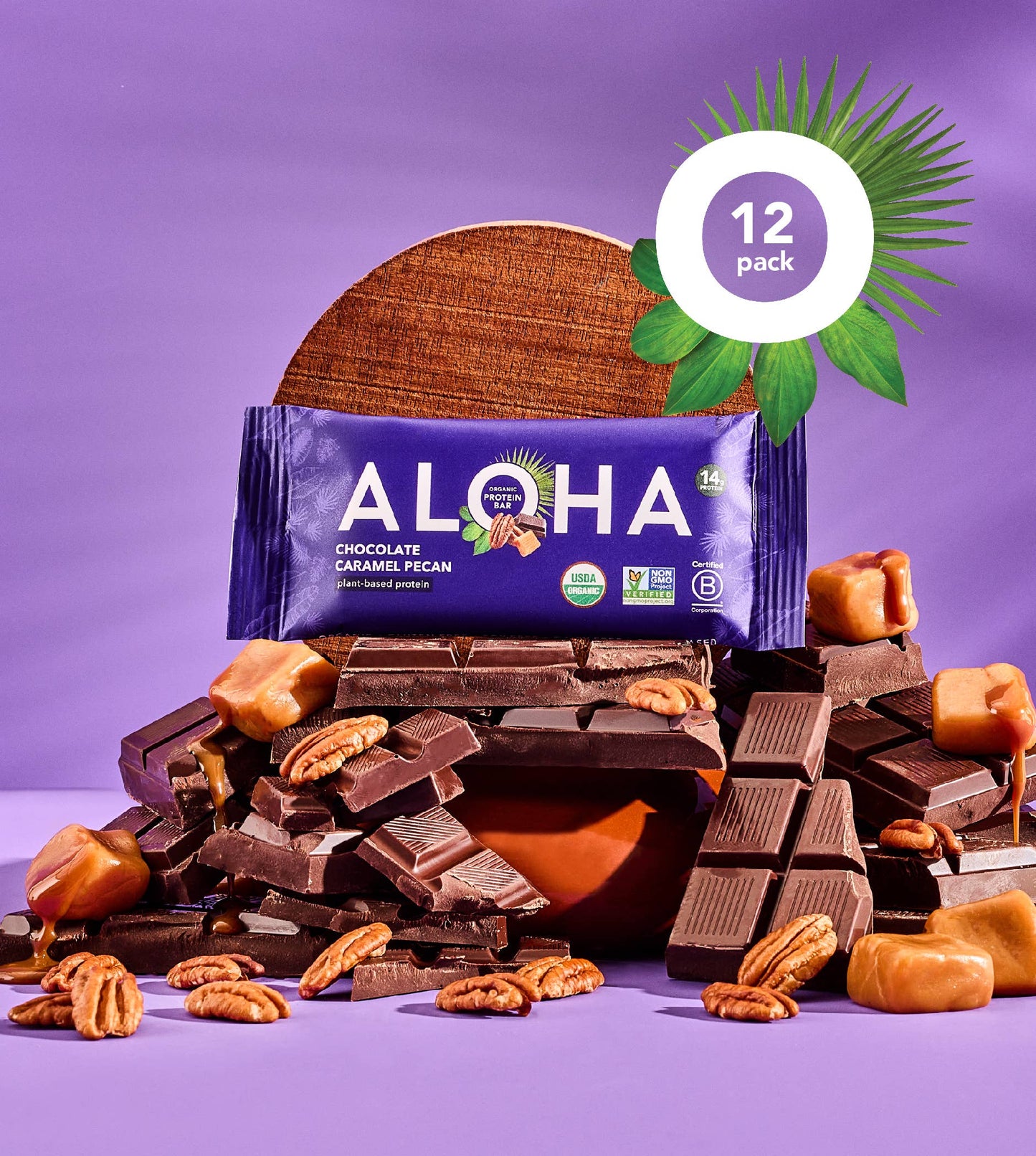 Aloha - Chocolate Caramel Pecan Protein Bar: 12 Bar Box