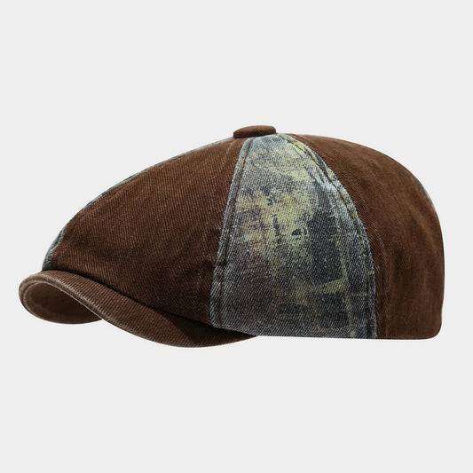 ACCITY - Vintage Washed Newsboy Cap for Men Women_CWAH04572: DARKBROWN / (OS) 1