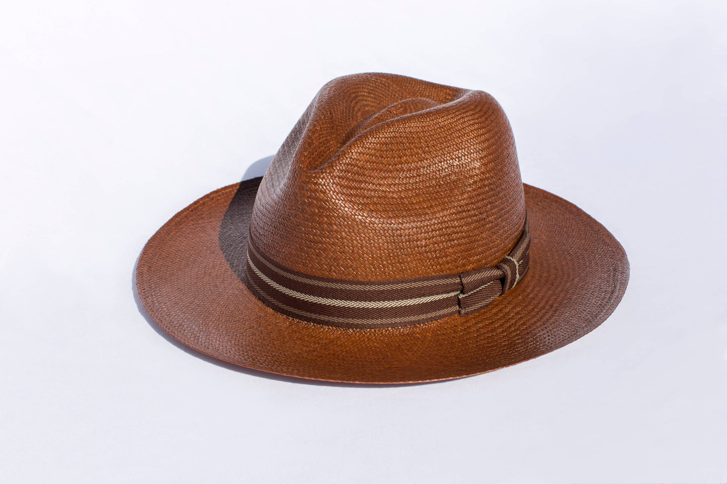Elegancia Tropical Genuine Panama Hats - Classic Caramel Panama Hat - Handmade Straw Summer Hat: Large
