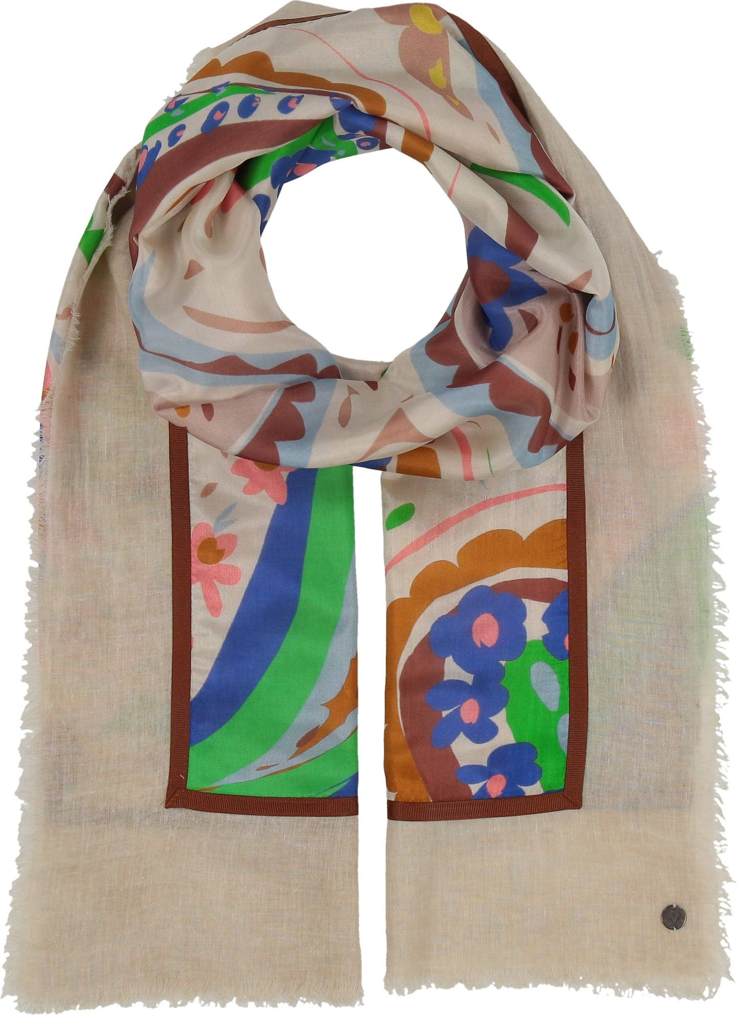 FRAAS - The Scarf Company - Summer Paisley Patchwork Wrap: Pale Peach