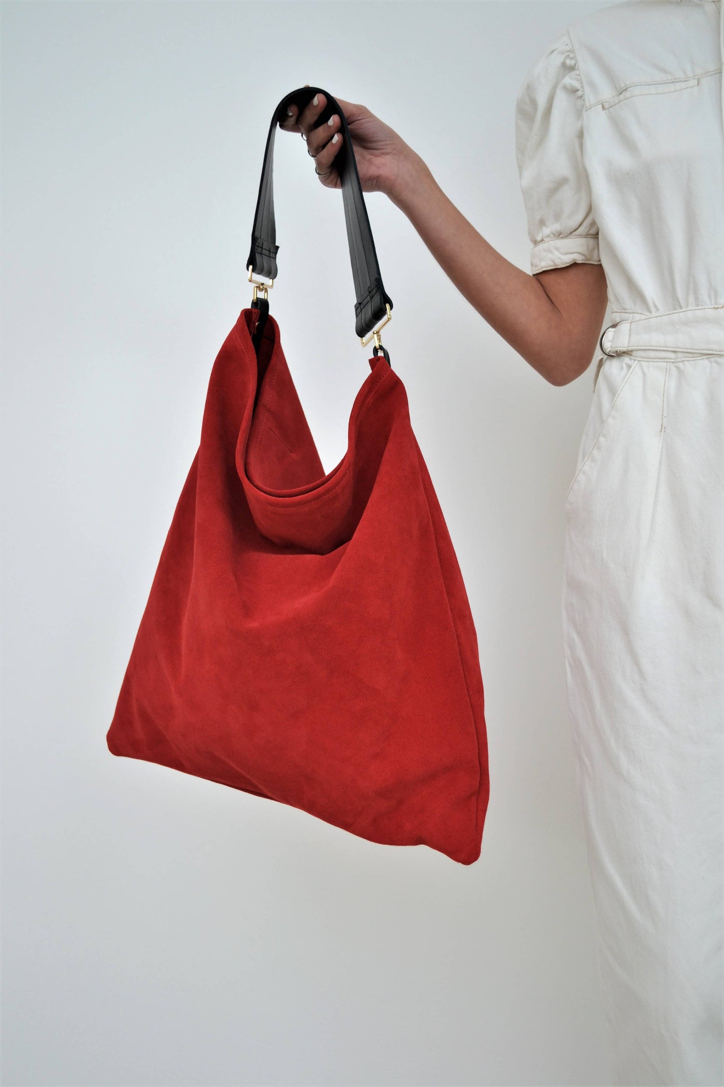 ANA KOUTSI - Akathi soft bag in red: Silver hardware