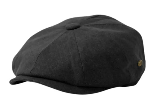 Epoch hats - Herringbone Cotton Newsboy Cap: Black
