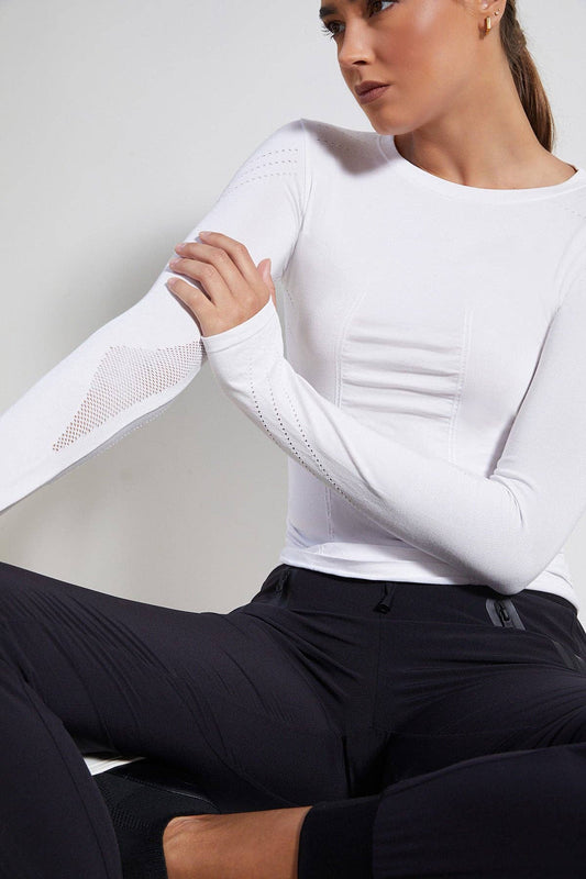Blanc Noir - LS Seamless Compression Magnetic Top JLS: White / M