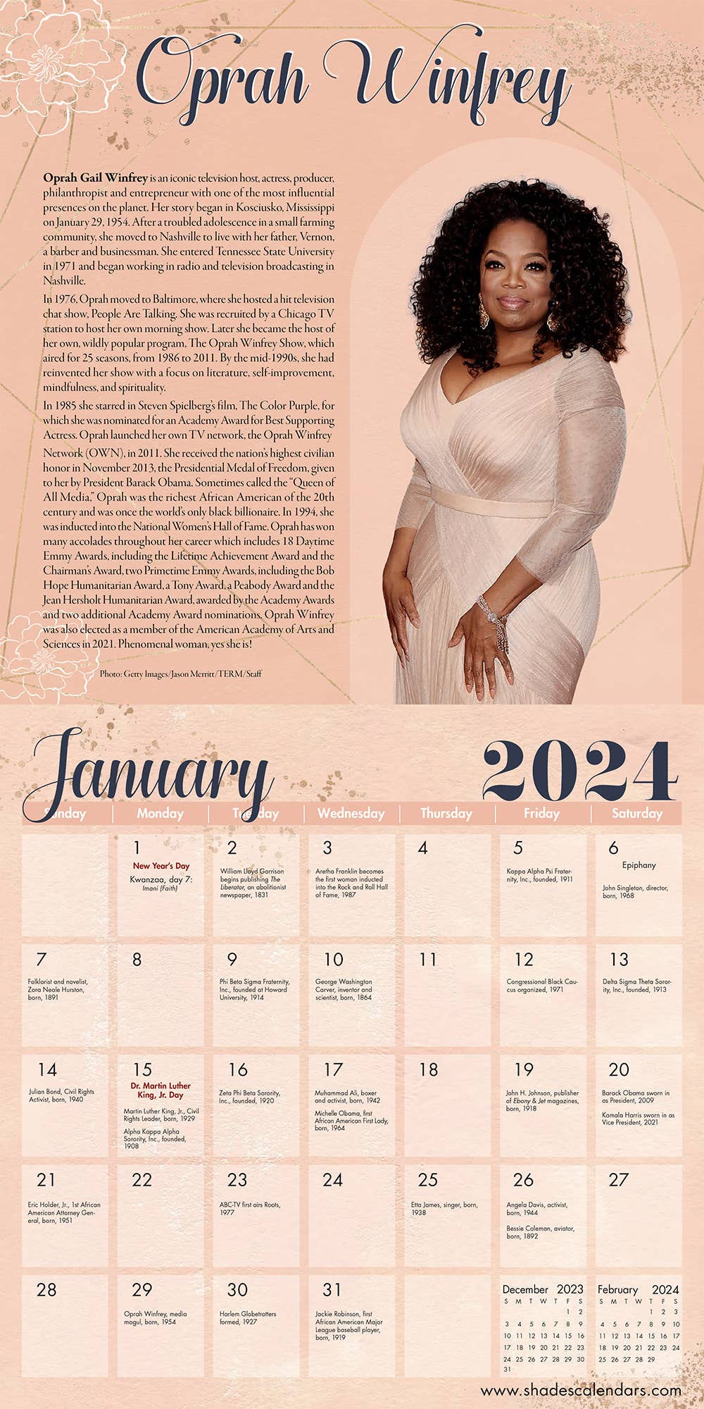Shades of Color, LLC - 2024 Black History: Phenomenal Women Wall Calendar