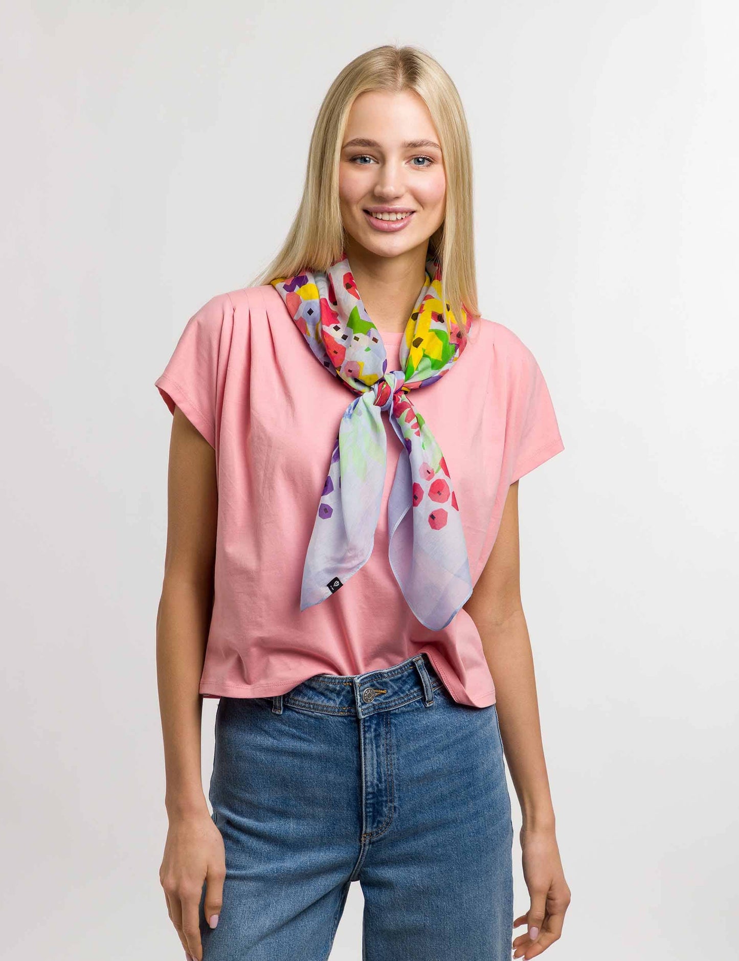 FRAAS - The Scarf Company - Floral Artistry Cotton Silk Square: Orchid Pink