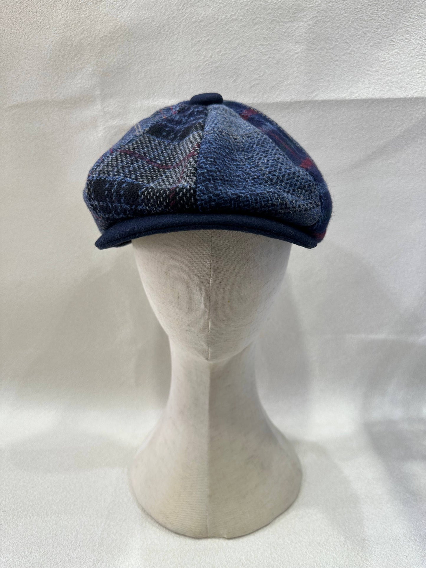 LEXA PLUS - H-7-22 Newsboy cap in blue patchwork tweed