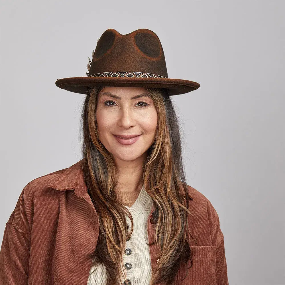 American Hat Makers - Crushable Wool Felt Fedora Hat- Style Backroads: Rust / LG