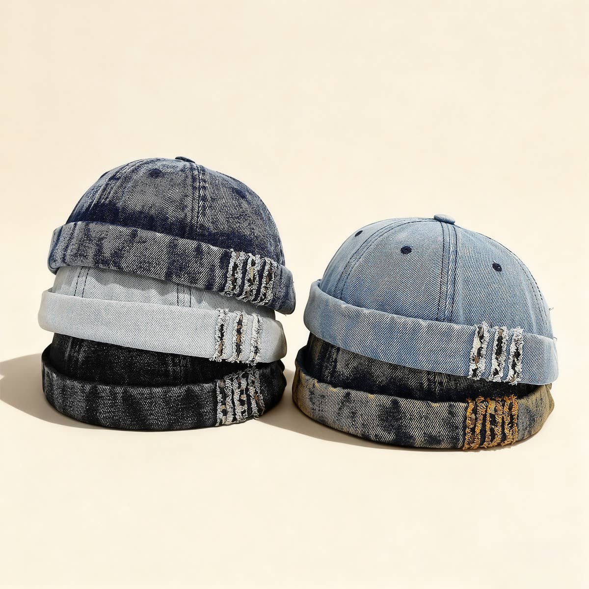 ACCITY - Washed Denim Brimless Sailor Cap Unisex_CWAH04670: Blue / (OS) 1