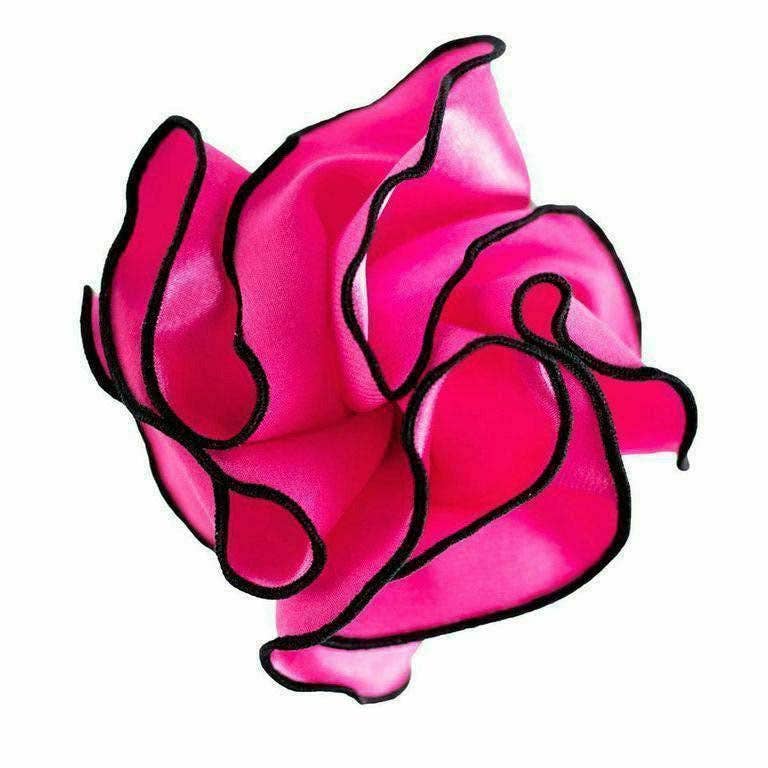 Dubal Brothers - Vittorio Farina Round Pocket Square with Embroidered Piping Var. 01 by Classy Cufflinks: Black/Red (001)
