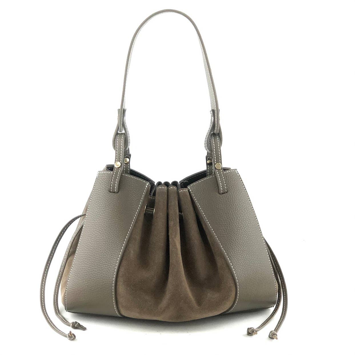 MILANO AMOUR - ANN MATCH SUEDE SHOULDER BAG: CUOIO