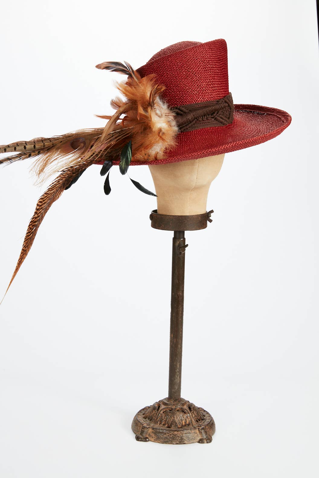 Kathy Jeanne Millinery - Straw Bohemian Feather Top Hat
